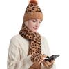 European and American Autumn and Winter Leopard Print Warm Knitted Wool Hat Scarf Gloves Three Piece Set