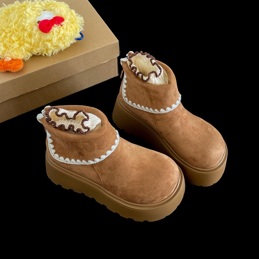 Зимние массивные туфли на платформе Женские зимние ботинки Обувь для увеличения роста Уличный стиль Теплые хлопковые короткие ботильоны Обувь Mujer