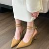 Fashion New Fashion Summer New Pointed Toe Slingback Shoes Thin High Heel Shallow Mouth Slip On With Buckle Ladies Elegant Sandals 35-39