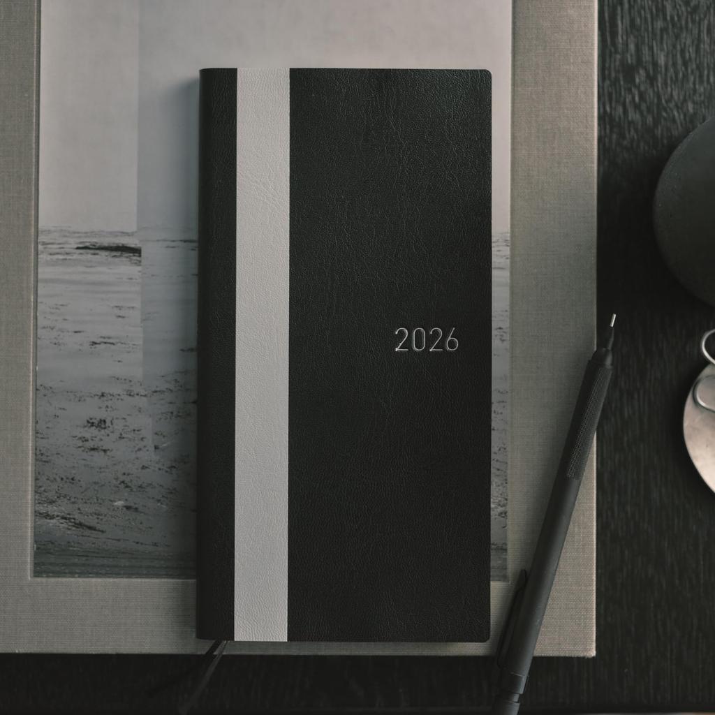 Hobonichi Techo 2026 weeks White Line/Black January Start Weekly Planner Left Slim Vertical