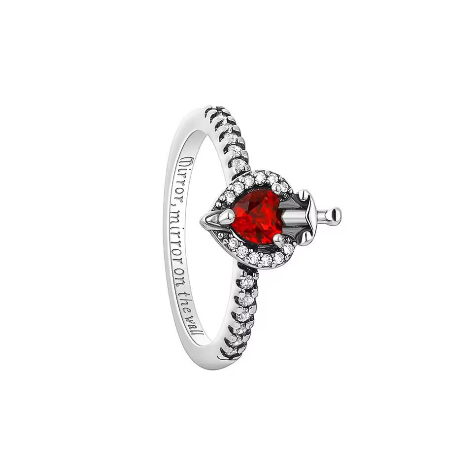 New 925 Sterling Silver Red Heart Stone Size 6 7 8 9 Love Ring Fine Rings Wedding Valentine's Day Fashion Jewelry for Women Gift