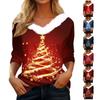Рубашки с длинным рукавом для женщин Милые топы Рождественские принты Футболки Блузки Повседневные топы больших размеров Базовые топы Пуловеры