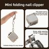 Stainless steel folding mini nail clippers, flip keychain decorative charm, mini small portable nail clippers
