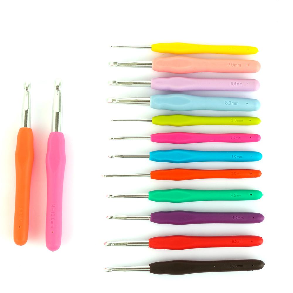 2.0-10mm Multicolor Craft Tools Ergonomic Handle Weave Yarn Knitting Needles Crochet Hook Aluminum