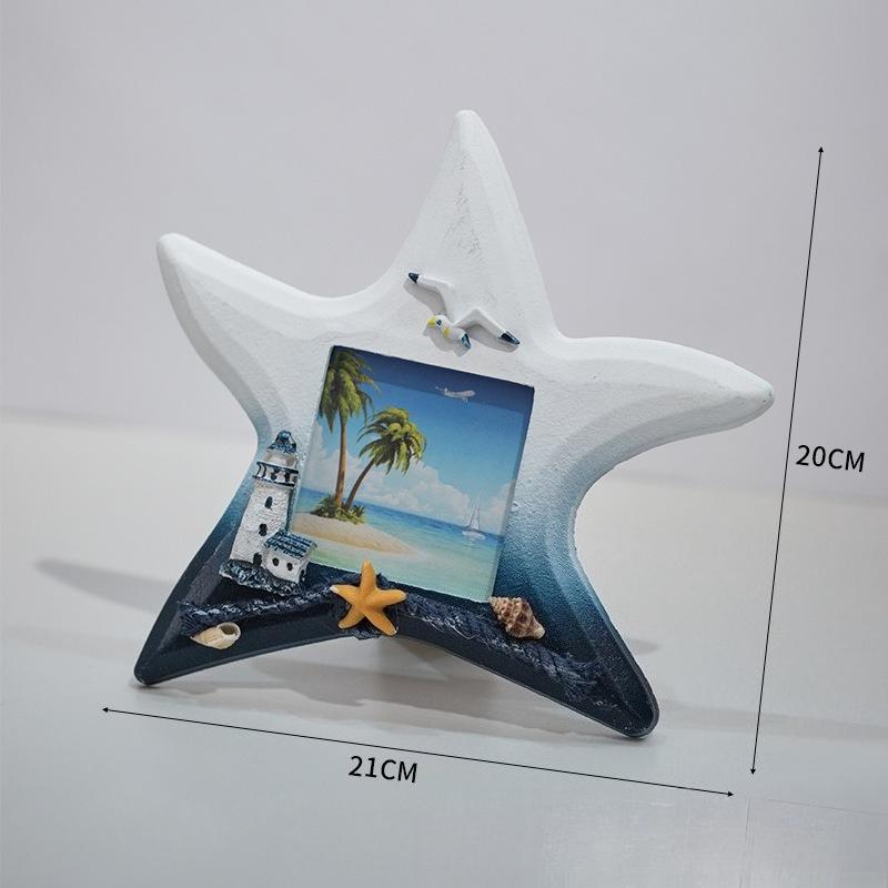 Mediterranean Style Wooden Starfish Fish Helmsman Photo Frame Desktop Decoration Bar Kindergarten Photo Wall Decoration