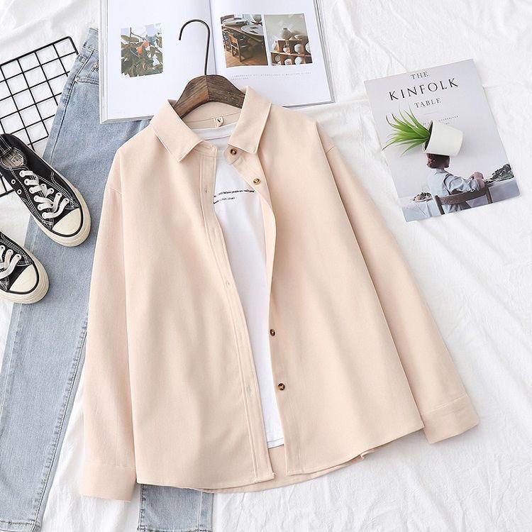 Женская вельветовая однотонная свободная рубашка с длинными рукавами, женская куртка