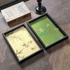Chinese Style Bamboo Leaf Serving Tray Wooden Jewelry Storage Tray  Living Room