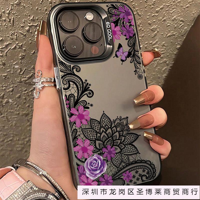 Кружевная Бабочка Любовь Цветок Яблоко 15PRO Чехол для Мобильного Телефона iPhone13/14 Нишевый 12 Премиум 11 Цвет Серебристый XS Противоударный XR