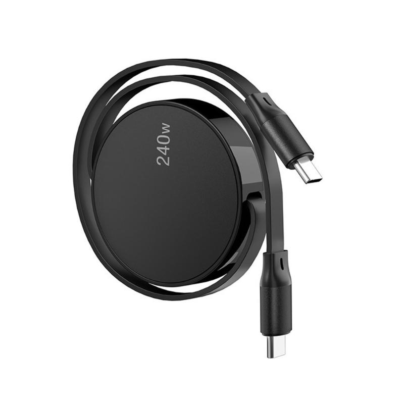 Выдвижной USB Type-C кабель для зарядки, 240 Вт, высокая скорость, синхронизация данных, шнур питания с широкой совместимостью