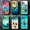 Летняя Морская Черепаха Милый Мягкий Чехол для Телефона для iPhone 16 16E 17 Air 15 Pro Max 14 Plus 13 Mini 11 12 7 Черная Защитная Накладка