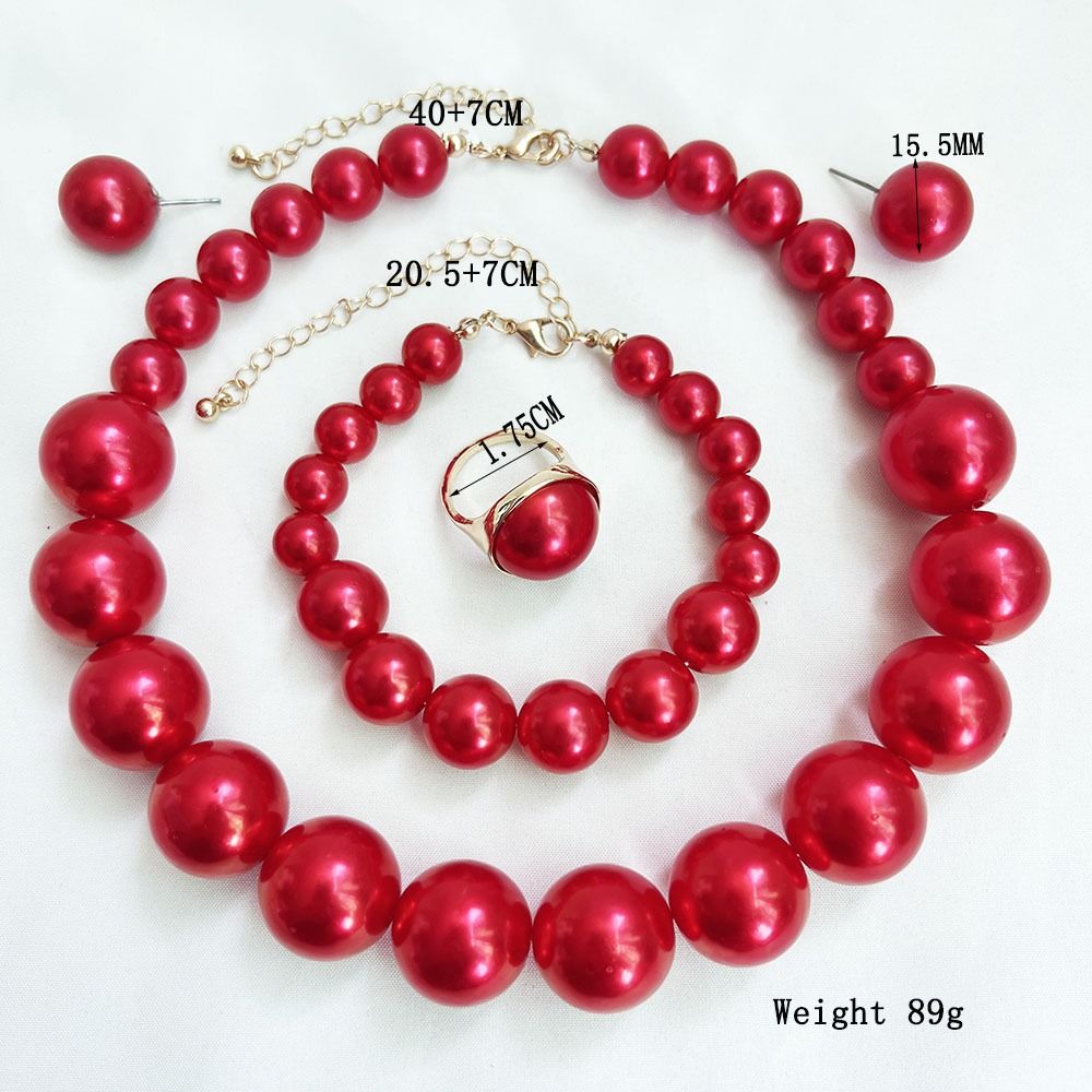 Light Luxury Necklace Bracelet Earring Ring Sets Vintage Style French Pearl Necklace Holiday Gifts