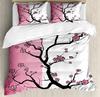 Cherry Blossoms Bedding Set Romantic Theme Pink Comforter Cover Set Duvet Cover Women Girls Couple Teen Soft Comforter,Full Size