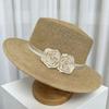 French small fragrant straw hat women's summer lace-up flower flat hat seaside beach travel sun hat top hat