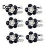 1/6Pcs Button Covers Faux Pearls Shiny Rhinestone Flower Shape Button Clip with Pliers Press Dress Suit Tux Accessories