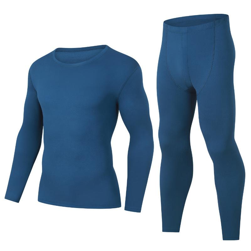 Men's Thermal Underwear Set Crew Neck Long Johns Base Layer Cotton Tee Pants Youth Elastic Waist