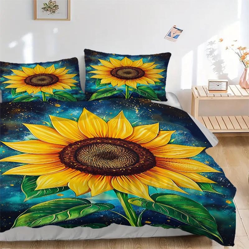 3pcs Sunflower Duvet Cover Set, Soft Comfortable Duvet Cover,Guest Room (1*Duvet Cover + 2*Pillowcase, Without Core) yy251104133