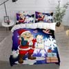Santa Claus Merry Christmas Duvet Cover Set for Kids Christmas Gift King Queen Size Polyester Comforter Cover with Pillowcases