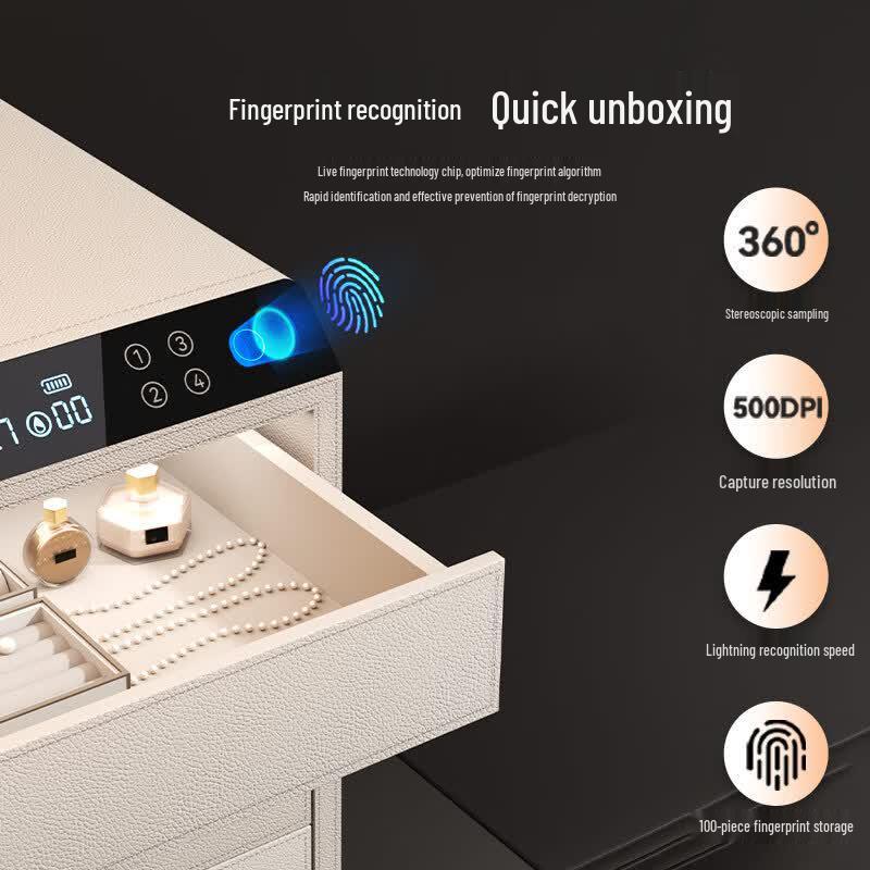 Tiger Smart Home Fingerprint Password Leather Drawer Safe