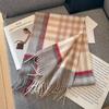 100% Wool Scarf For Women Men British Style Tartan Plaid Cashmere Scarves With Tassel Female Winter Warm Neck Scarf Shawl