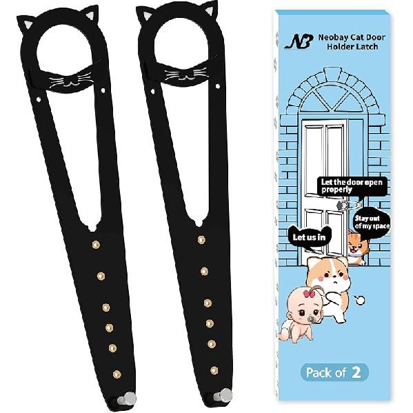 Cat Door Latch with Stabilizer, 7 Sizes Adjustable Cat Door Holder Latch to Keep Dog Out of Litter Box, Economical Alternative of Pet Gates and