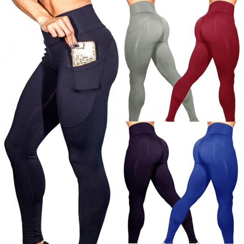 Women S Yoga Running Fitness Pants Side Pocket Tight Leggings