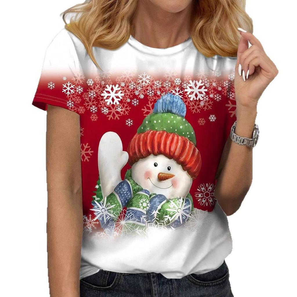 Летняя новая повседневная свободная женская футболка с 3D-принтом