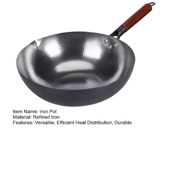 Кованая чугунная сковорода вок с антипригарным покрытием, сковорода с рисунком рыбьей чешуи, равномерный нагрев, эргономичная ручка, кастрюля для жарки, тушения, приготовления на пару