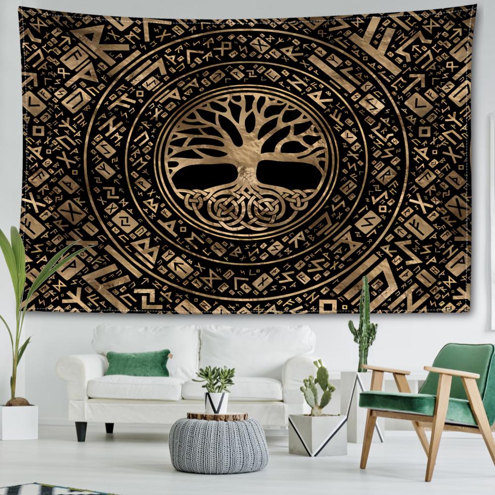 Руна Древо Жизни Гобелен Настенный Гобелен Абстрактное Искусство Хиппи Тапиз Колдовство Таинственный Фон Для Гостиной Ткань Домашний Декор
