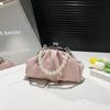 Summer New Pleated Pearl Portable Shoulder Bag Beautiful Light Luxury Trend Temperament Messenger Bag Women's Bag