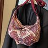 Большая вместительная сумка-пельмень в этническом стиле для женщин, сумка через плечо для женщин, холщовая сумка через плечо