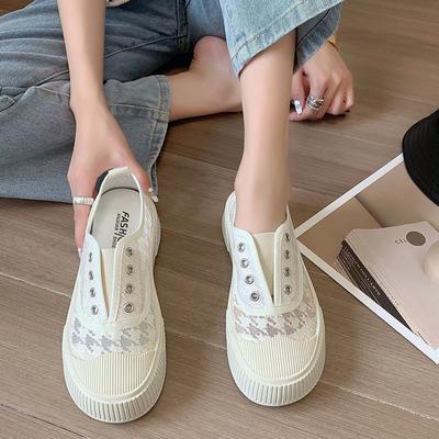 Женская обувь Slip on Женская обувь Белая сетка Дышащая Высокая платформа Предложение Y2k Модная обувь Повседневная рутина Новинка в городе 39