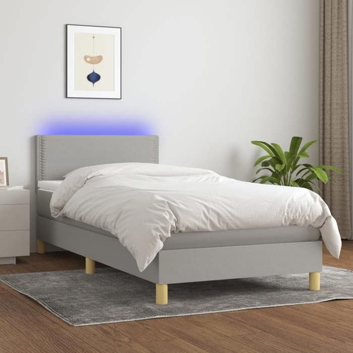 Maison Exclusive - Sommier à lattes de lit avec matelas et LED Gris clair 90x190cm
