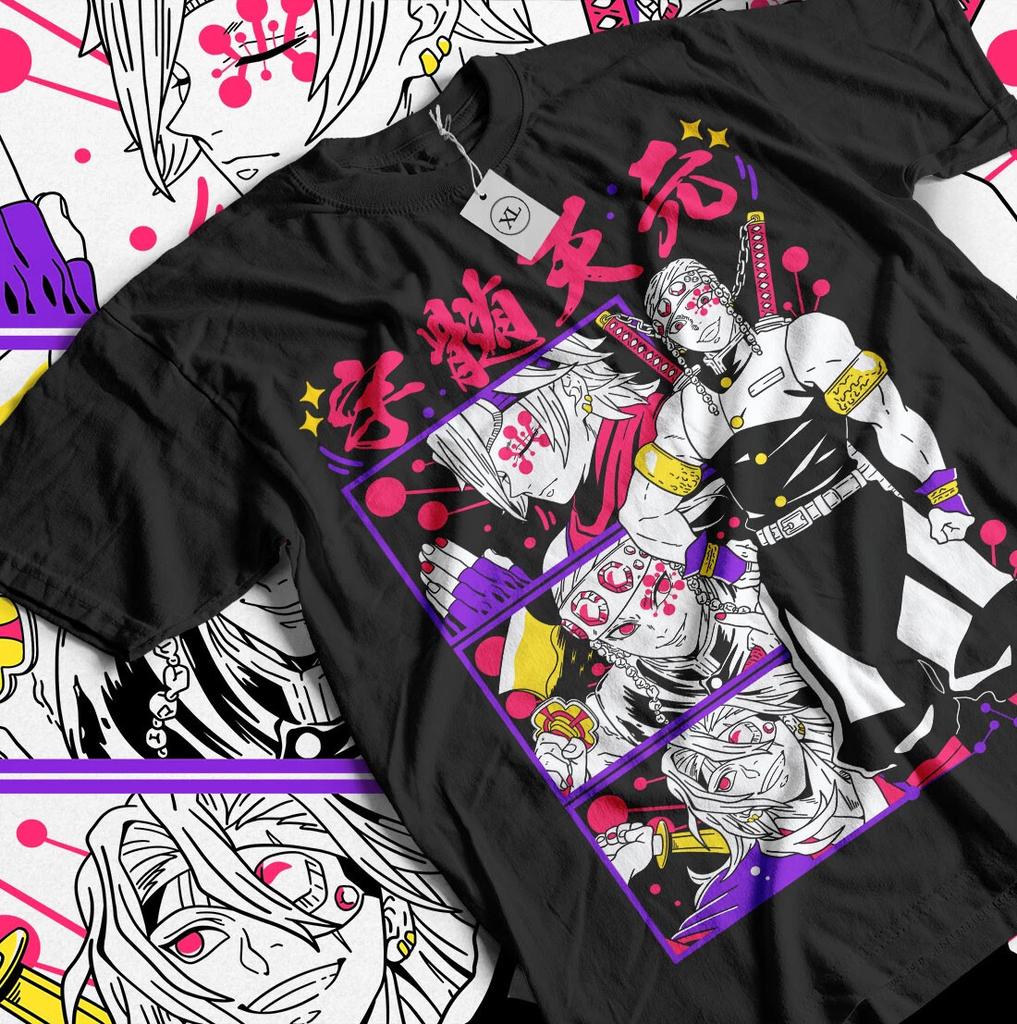 Anime Demon Slayer Kimetsu No Yaiba Hashira Tengen Black TShirt