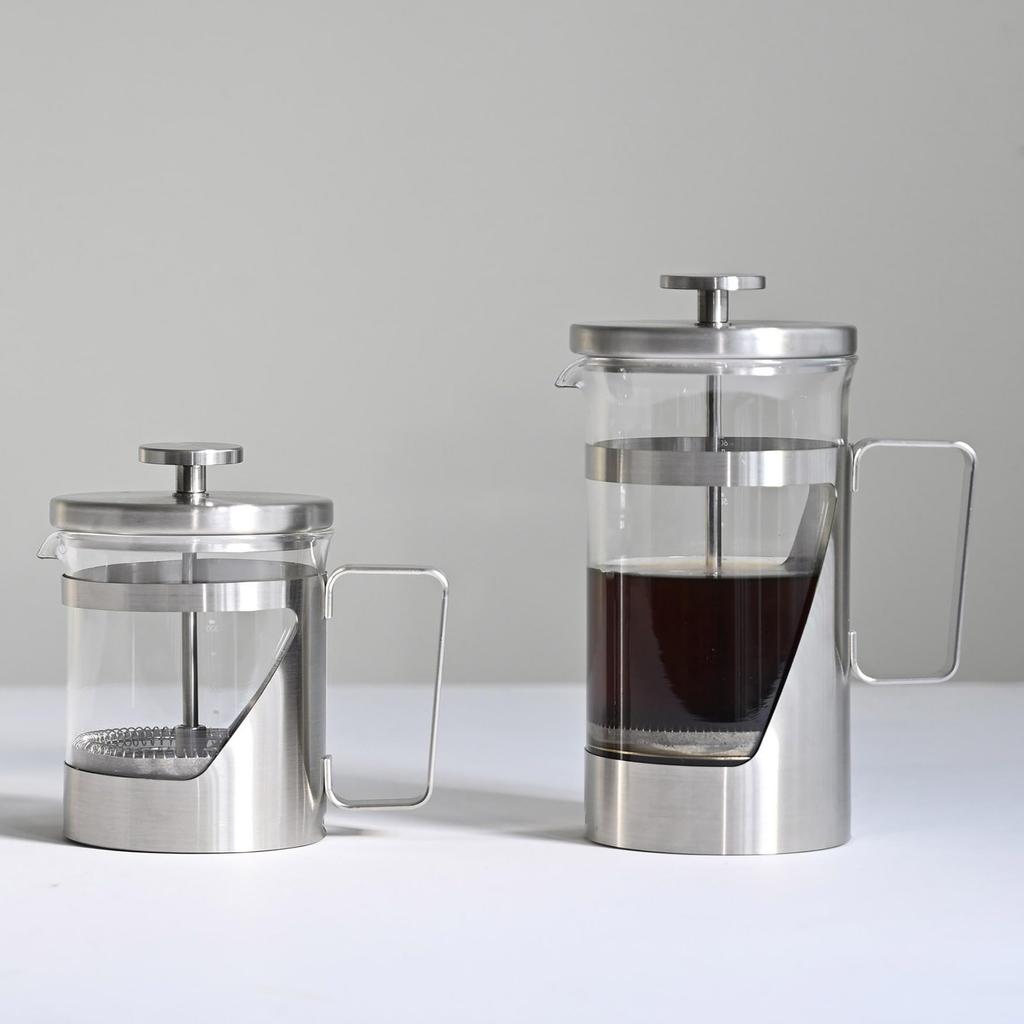 Hario 7 Press Coffee Heat Resistant Glass Stainless Steel Practical Capacity 600ml Hairline Silver THSV-4-HSV