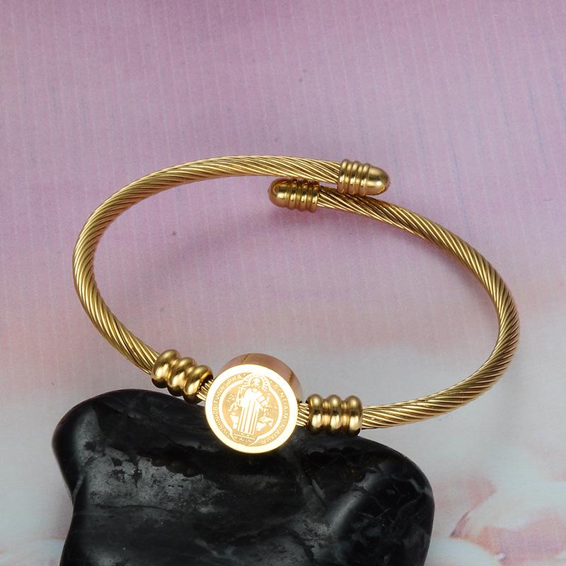 Регулируемый браслет-проволока из нержавеющей стали с 18-каратным золотым покрытием