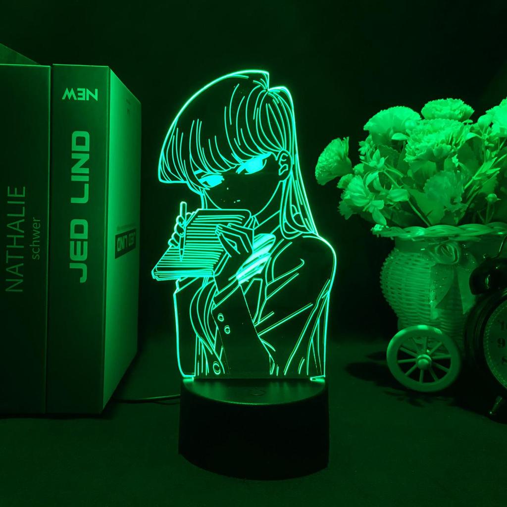 Светодиодный светильник в стиле аниме «Коми не может общаться» для детей, украшение для спальни, ночник, детский подарок на день рождения, декор комнаты, 3d лампа, манга