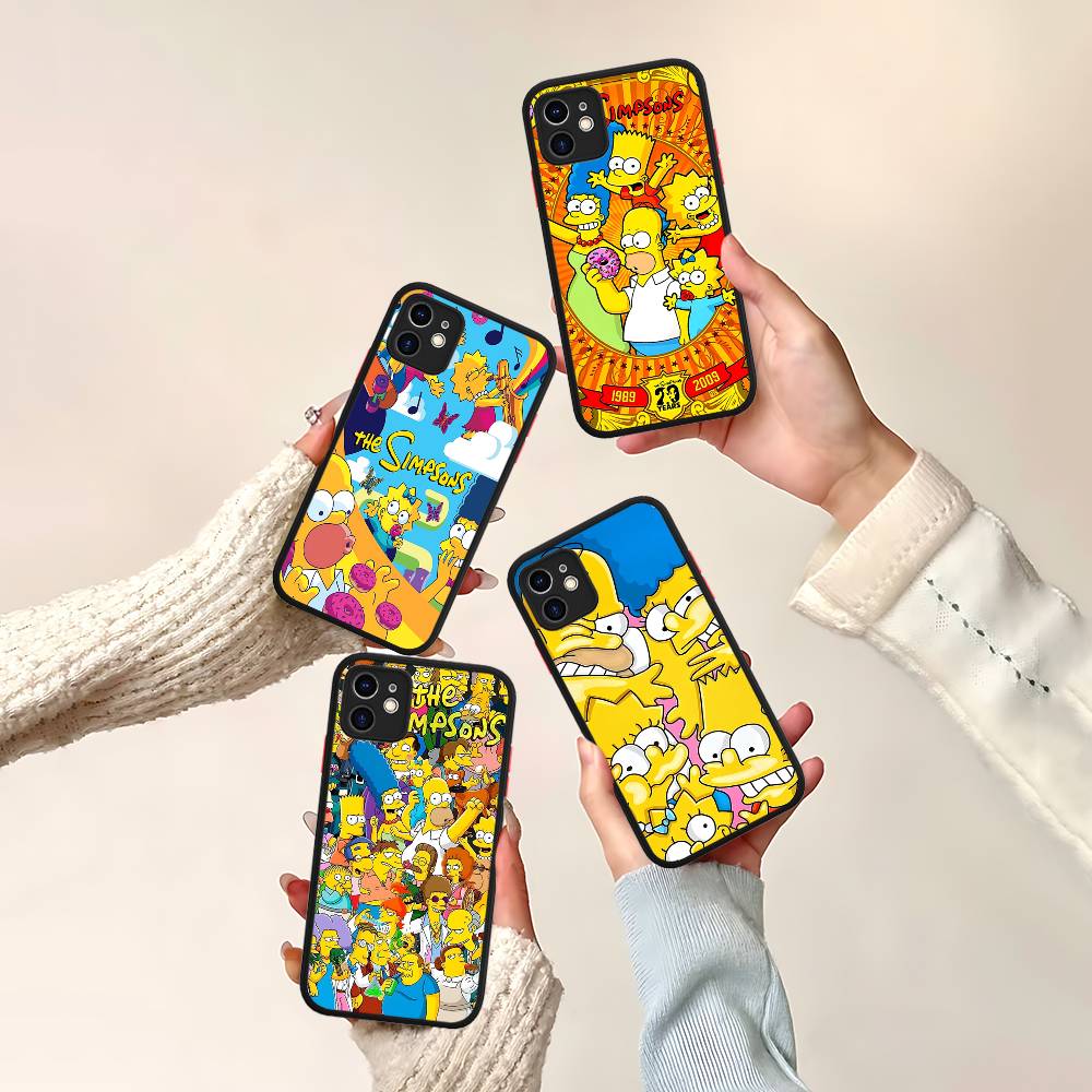 Смешной мультяшный чехол для телефона S-Simpsons для iPhone 16 15 14 Plus 15 13 12 11 Pro Max X XS MAX Матовый чехол