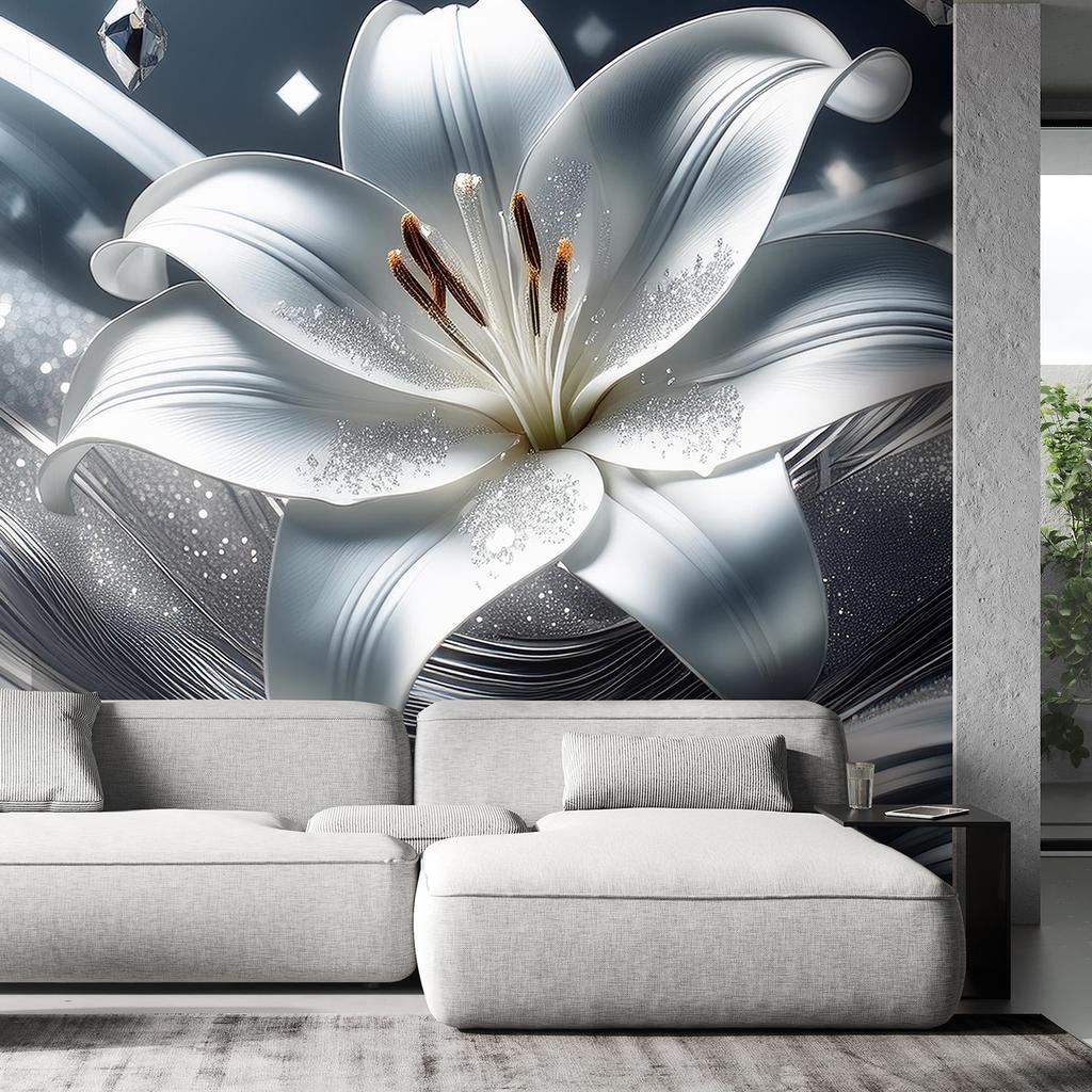 Обои Серебряная лилия