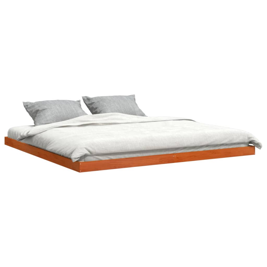 Solid Wood Bed Wax Brown 200x200 cm Pine