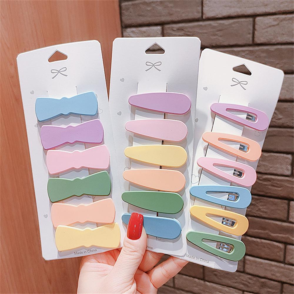 6PCS/lot Girls Fashon Solid Hair Clips Hairpins Children Candy Color Barrette Cute Hair Accessories LXY