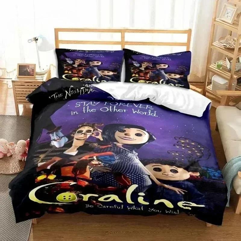 Coraline Duvet Cover & Pillowcase Set Bedding Quilt Case Single Double King Super King,Bedding Sets Home Bedroom Decor Pillowcas