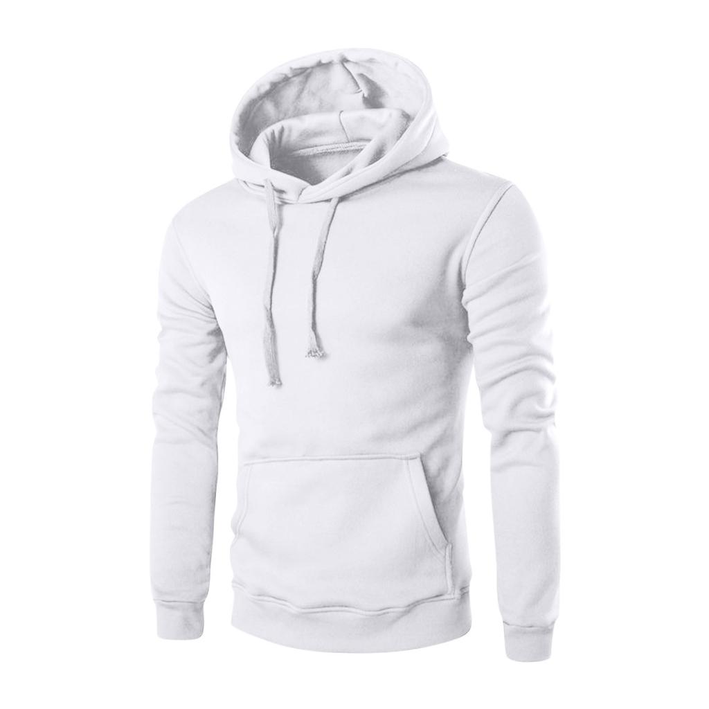 Men's Solid Color Hooded Sweatshirt Men's Casual Sports Long Sleeved Pullover Sweatshirt