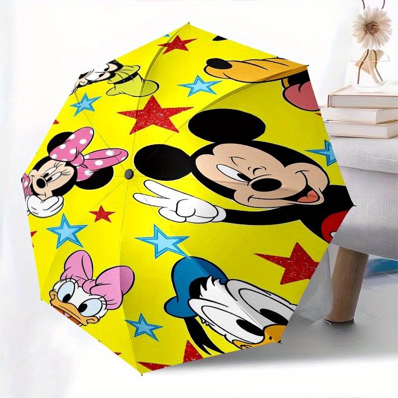 Mickey Mouse,Pluto Automatic Folding Umbrella - Simple 8-Rib Design, Bright Cartoon Pattern, Durable Iron Frame, Suitable For Travel, Outdoo