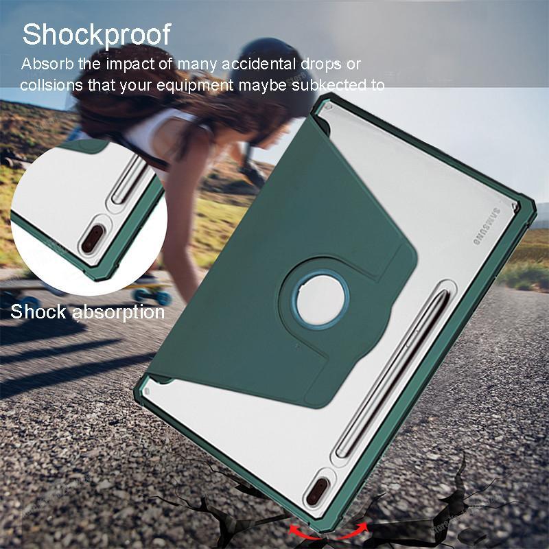 Гибридный тонкий чехол для Samsung Galaxy Tab S7 FE S8 S9 Plus 12,4 T970 11 S6 Lite 10,4, вращающийся на 360 градусов смарт-чехол с держателем для карандашей