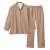 Pajamas KAIMIN NAVI Good Sleep Navi Temperature Control Material Padded Long Sleeve Long Pants Diamond Pattern Light Brown [Gunze] Shoulder/Thigh