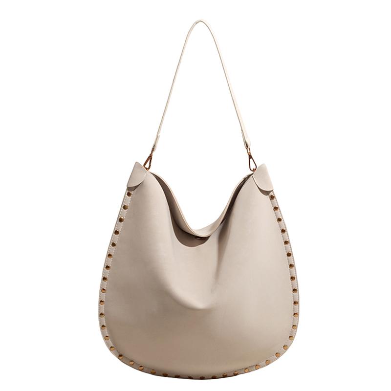 Persality Horseshoe Shape PU Solid Hasp Women's Shoulder Bags Exquisite Rivets Large Capacity Versatile Crossbody Bag