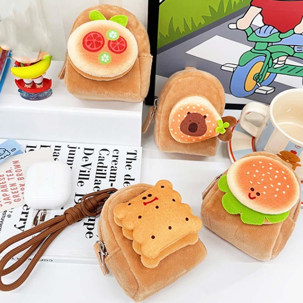 Food Series Capybara Storage Bag Biscuit Cartoon Keychain Bag Wallet Plush Small Purse  Couple