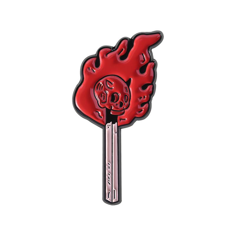 SEE YOU IN HELL Enamel Pins Custom Skull Matchsticks Brooches Lapel Badges Clothes Punk Jewelry Gift for Friends