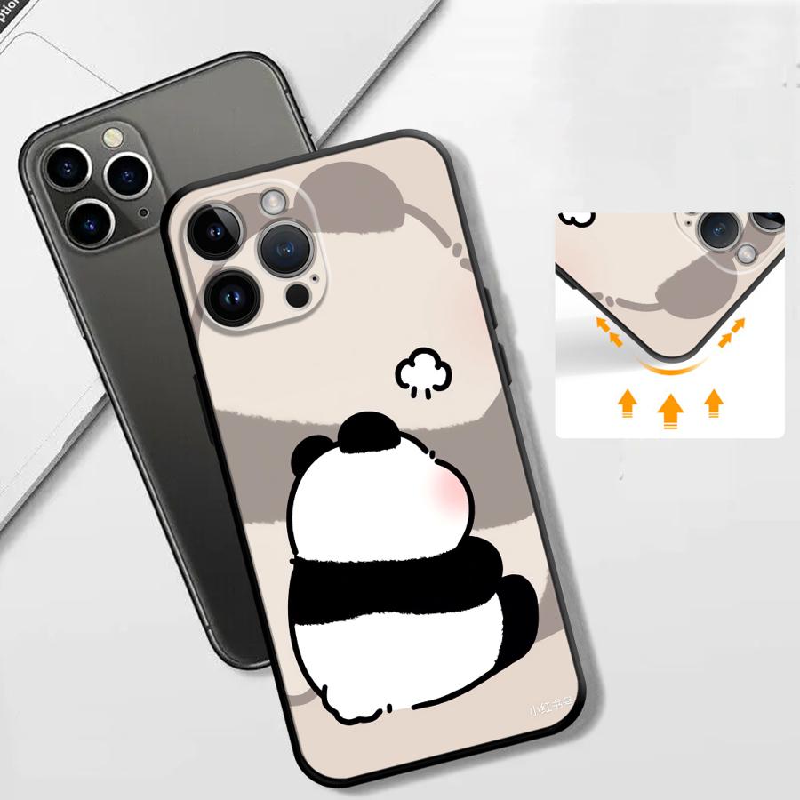 Мультяшный милый чехол-панда для Apple iPhone 17 Pro Max 15 Pro 7 8 XR XS MAX 12 16 Air 13 17e 11 14 Funda Чехол для телефона