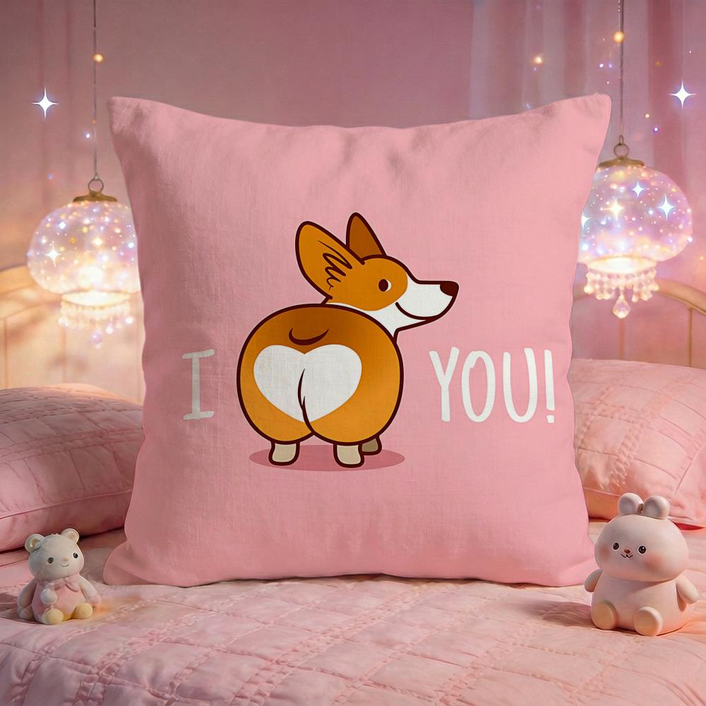 Lovely Corgi Puppy Cushion Cover Premium Comfort Reversible Pillow Cove Two in One Design for Any Room Car Interior